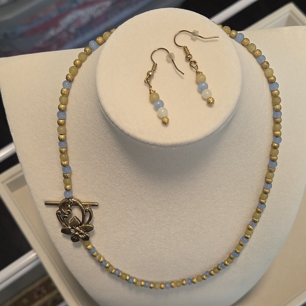Handmade Gold Necklace Earrings Set